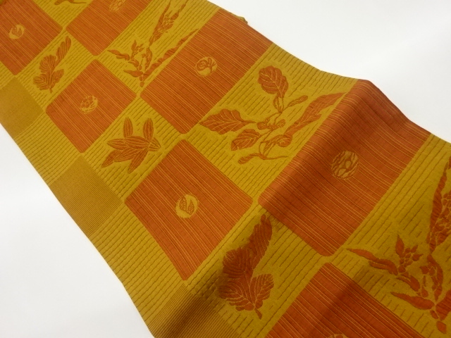 JAPANESE FUKURO OBI / MATELASSE / WOVEN FLORAL PLANTS
